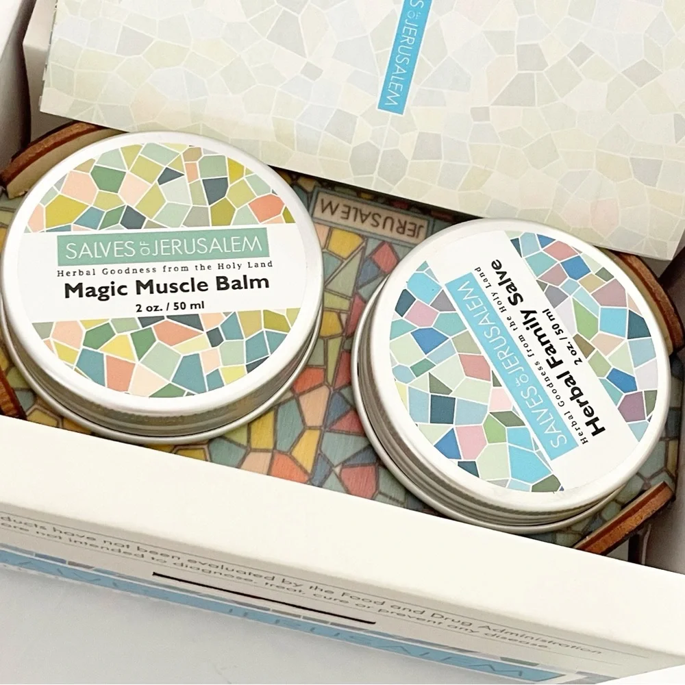 Salves of Jerusalem Herbal-Muscle Gift Set Balm Family Salve Organic Natural NEW